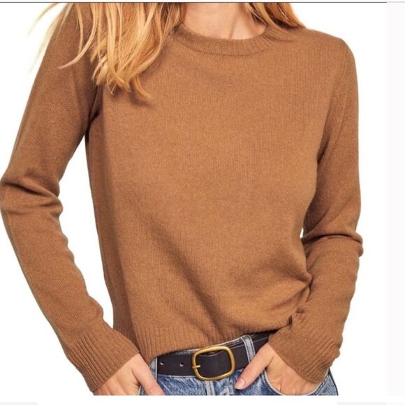 Reformation 100% Cashmere Brown Soft Cozy Crewneck Sweater Camel XS - Picture 1 of 10